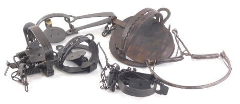 Various 19thC and other traps, iron traps, hunting traps, etc, 15cm wide, etc. (a quantity)