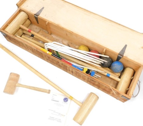 A modern Jacques style croquet set, to include mallets, 88cm wide, etc., partially boxed. (a quantity)