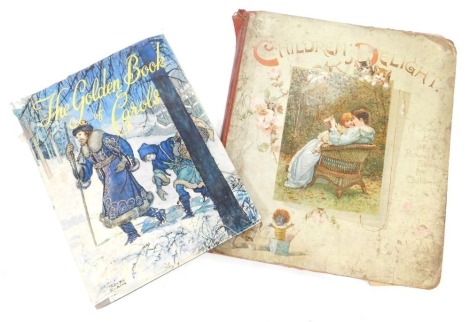 Children Delight, a Victorian decoupage book, another The Golden Book of Carols. (2)