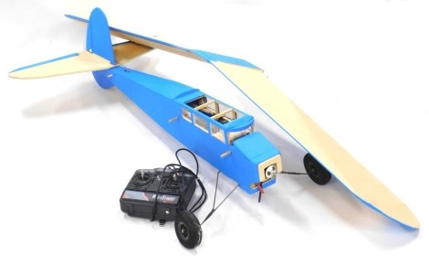 A Real Flight Basic wooden and metal framed remote control aeroplane, 99cm wide.