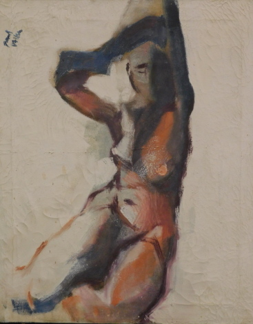 •Frank Vallen (20thC). Reclining nude, oil on canvas, signed, 49cm x 66cm.