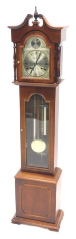 Laurain, a grandmother clock in walnut case, the arch dial stamped tempus fugit, 31 day, 143cm high.