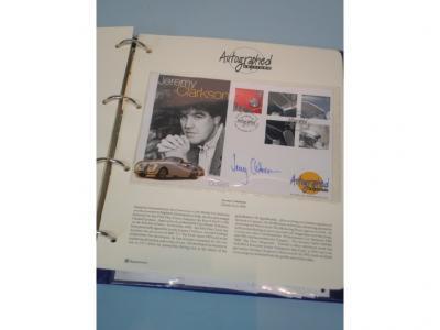 An album containing autographed first day covers to include Bobby Charlton