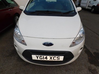 A Ford KA Edge, Registration YG14 XCS, 1.2 litre petrol, manual, white, V5 present, 1 former keeper odometer mileage 30,932, MOT expired 31st July 2021. To be sold on the instructions of the Executors of Mary Walsham. - 25