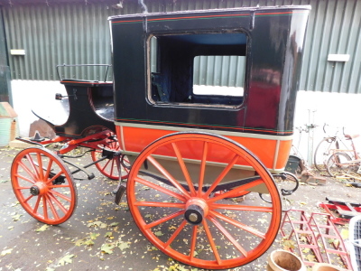 A horse drawn carriage, being a former museum exhibit deaccession in need of restoration. No provenance available. (AF) - 19