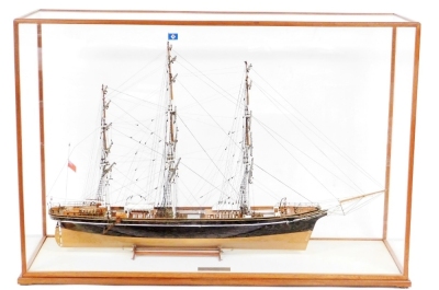 A wooden scale model of The Cutty Sark, three masted clipper complete with lifeboats, rigging, etc., wooden cased with brass plaque, the case 120cm wide. - 8