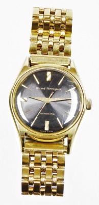 A Girard-Perregaux gold plated gentleman's Gyromatic wristwatch, the 3.5cm black dial with baton numerals, centre seconds, on a gold plated bracelet strap. - 5