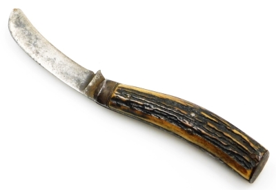 An early 20thC pruning knife by W. Saynor, Sheffield, with a stag horn handle, 18.4cm long when open. - 4