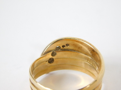 An 18ct gold serpent dress ring, inset with tiny diamonds and rubies, 9.8g all in, size U. - 4