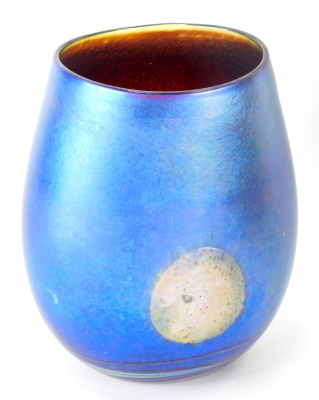 Siddy Langley (b 1955). A Moon Rise Studio glass vase, 1997, in iridescent colours, signed and dated, 20cm high. - 3