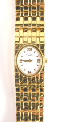 A ladies Rotary wristwatch, with 1cm oval dial and baton numerals and pointers, with a textured bracelet. (in associated box) - 3