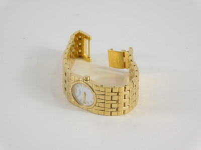 A ladies Rotary wristwatch, with 1cm oval dial and baton numerals and pointers, with a textured bracelet. (in associated box) - 4