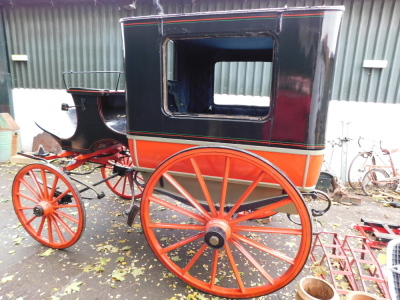 A horse drawn carriage, being a former museum exhibit deaccession in need of restoration. No provenance available. (AF) - 11