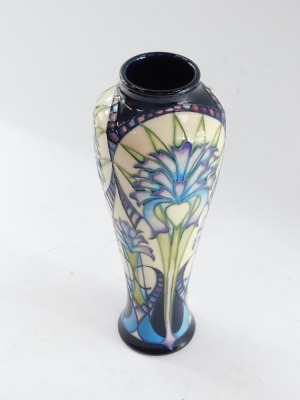 A Moorcroft pottery vase, c2005, designed by Sian Leeper, limited edition 50/50, decorated with elongated stylized flowers, painted and impressed numbers, 26.5cm high. - 7