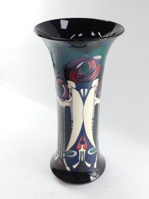 A Moorcroft Charles Rennie Mackintosh style vase decorated in the White Ladies pattern, by Nicola Slaney, signed, 2005, painted and impressed marks, 46.5cm high. - 6