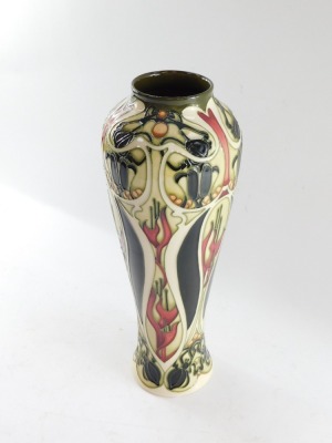 A Moorcroft pottery vase decorated in the Gardener's pattern, of slender baluster form, designed by Kerry Goodwin, signed, limited edition 70/200, c2005, painted and impressed marks, 37.5cm high. - 6