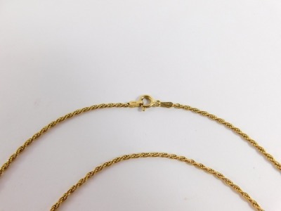 A 9ct gold thin rope twist neck chain, with import marks stamped 9kt Italy, 50cm long, 6g. - 5