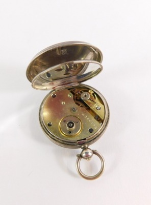 A Tivoli lady's silver cased wristwatch, and a Continental silver pocket watch, stamped 800, with white enamel dial, floral gold and silver markers, 40.3g all in. (2) - 7