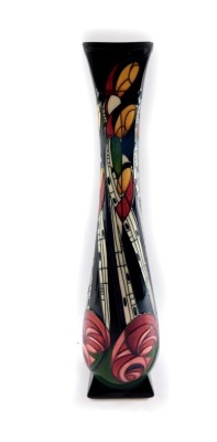 A Moorcroft Charles Rennie Mackintosh style vase, decorated in the La Famille pattern, designed by Kerry Goodwin, signed, limited edition 9/100, 2008, painted and impressed marks, 36cm high.