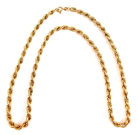 A rope twist necklace, yellow metal, marked 9kt Italy, 60cm long, 16.4g.
