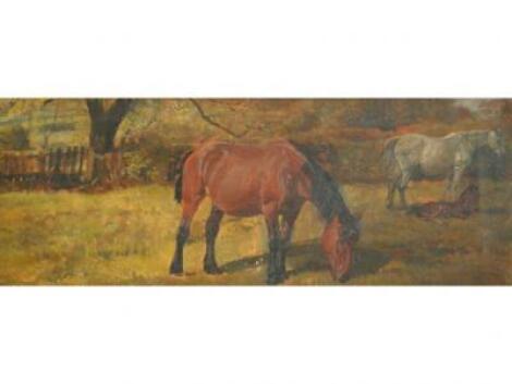 Late 19thC British School. Horses grazing