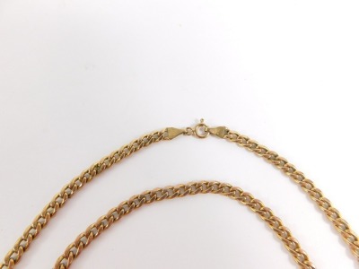 A curb link neck chain, yellow metal, marked 9kt Italy, 50cm long, 7.8g. - 2