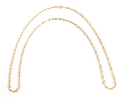 A fancy link neck chain, with inter linked links, yellow metal, marked 750, 60cm long, 12.5g.