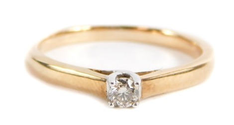 A 9ct rose gold diamond solitaire ring, with round brilliant cut diamond approx 0.15cts, in claw setting, ring size N, 2.2g all in, boxed. Note: VAT is payable on the hammer price of this lot.