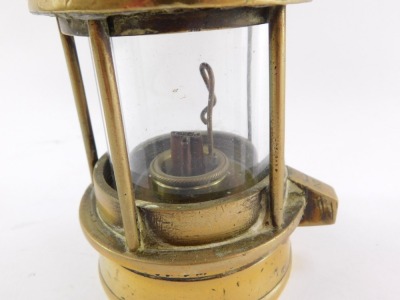 A brass miner's safety lamp, No 12, 22.5cm high. - 2