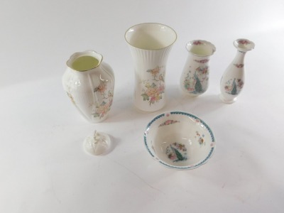 A group of ceramics, comprising a Royal Doulton Mystic Dawn pattern vase and matching jar and cover, together with three Royal Doulton Jadjar Summer Collection vases and a bowl. (5) - 3