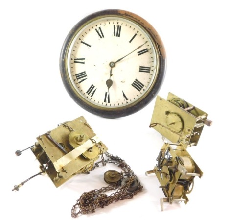 A group of clock parts, a drop dial clock movement, various other loose movements, etc. (a quantity)