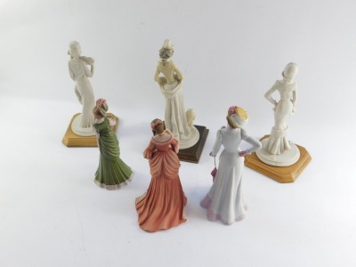 A group of ceramic figures, to include a Capo di Monte Iba, two After Belcari, Capo di Monte limited edition figure of a a lady with coat, and another Capo di Monte figure in peach. (6) - 2