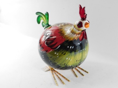 A Gallo pottery and glass Rocking Rooster, modelled standing, bearing label, 42cm high and 44cm wide. - 2