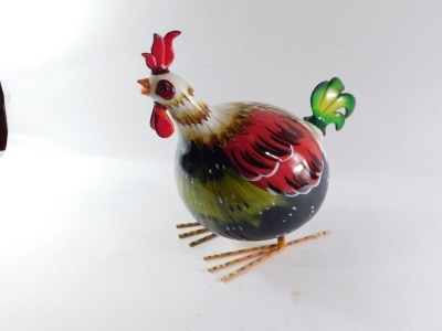 A Gallo pottery and glass Rocking Rooster, modelled standing, bearing label, 42cm high and 44cm wide. - 3