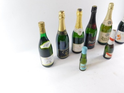 Champagne and other alcohol, comprising Lambrusco, Bucks Fizz, Avalon Sparkling Perry, Belnor, Cava Brut, Chaumet, miniature Babycham and a Cordon Rouge champagne. (8) - 3