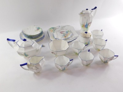 A Shelley porcelain part tea service, decorated in the Archway of Roses pattern, Queen Anne shape, pattern no 11606, comprising teapot, covered hot water jug, milk jug, sugar bowl, pair of bread plates, preserve jar and cover, six cups, saucers, and tea p - 3