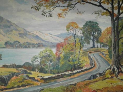 Walter Cecil Horsnell (b.1911). Lake and road landscape