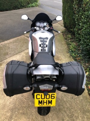 A 2006 Triumph Sprint ST1050 (ABS) Sports Touring Motorcycle, registration CU06 MHM, 1050cc triple, c/w genuine colour matched silver Triumph panniers, 13,160 recorded miles with full MOT history to verify, 3 former keepers stated on V5 with current rider - 12