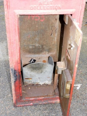 A Post Office red cast iron wall mounted letter box, Elizabeth II, 138, number 1, with key, 85cm high, 35cm wide. - 3