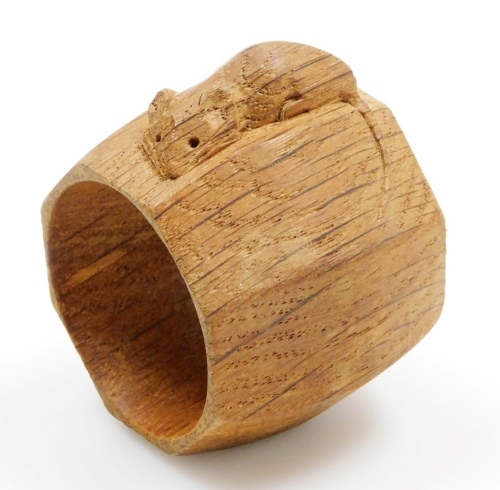 A Mouseman light oak napkin ring by Robert Thompson of Kilburn, 5cm high.