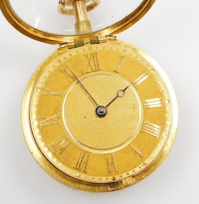 An early 18thC and later gold pair cased pocket watch, the movement engraved George Graham, and numbered 575, with hour and quarter strike repeater, diamond and stone cylinder escapement, later hands and engraved dial bearing Roman numerals, case with fol - 3