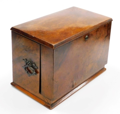 A late Victorian walnut and burr walnut stationary cabinet, stamped to the interior leather Alexander B Jones and Co, 154 Regent Street, the hinged lid leather set with pen holders, enclosing a fitted interior with waterfall stationery recesses, drawers, - 4