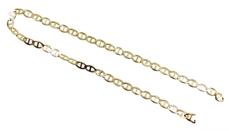 A part gold chain, fancy link, yellow metal unmarked, 1.3g. (AF)