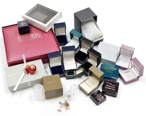 Withdrawn presale by vendor- A group of modern empty jewellery boxes, for Goldsmiths, Timex, and others. (1 tray)