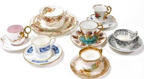 English and Continental porcelain and pottery cabinet cups and saucers, variously decorated, including Doulton, Elite, Limoges, Weimar, etc. (a quantity)
