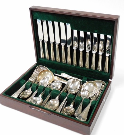 A Winegartens Endurance silver plated canteen of cutlery, decorated in the Feather Edge pattern, mahogany cased.