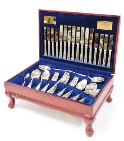 A Viners silver plated canteen of cutlery, fifty eight pieces, with wooden case.