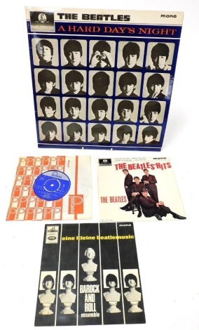 LP: The Beatles, A Hard Day's Night, Parlophone, PMC1230, BMI Barock and Roll ensemble, Eine Kleine Beatle music, 7EG8887, The Beatles Hits, GEP8880, and The Dorabryan, All I Want For Christmas Is A Beatle/If I Were A Fairy, TF427. (4)