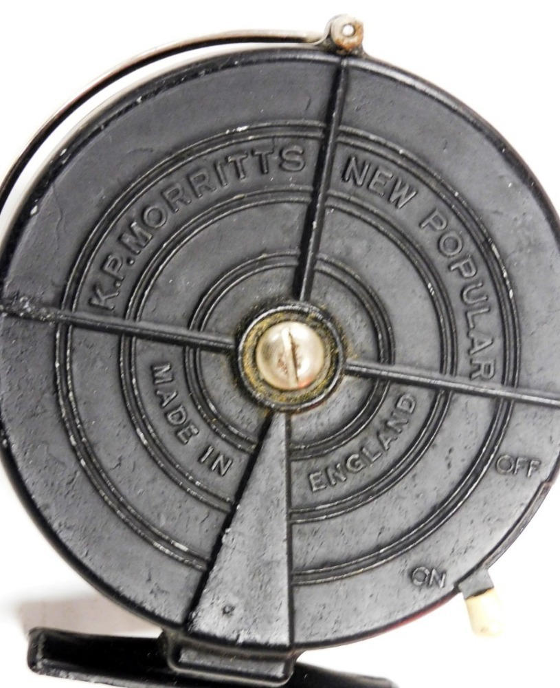 An Allcock's Aerialite Bakelite reel, 3¾ (9.5cm) diameter, number 8926,  with original box, and a Morritt's New Popular centrepin reel, 3½ , in  original box. (2)