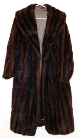 A vintage mink full length fur coat, silk lined.